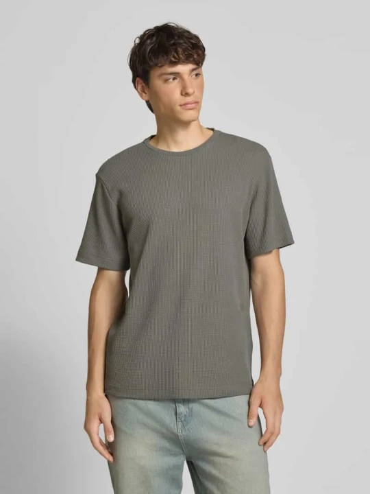Zdjęcie produktu T-shirt o kroju regular fit ze wzorem waflowym Only & Sons Jasnoszary