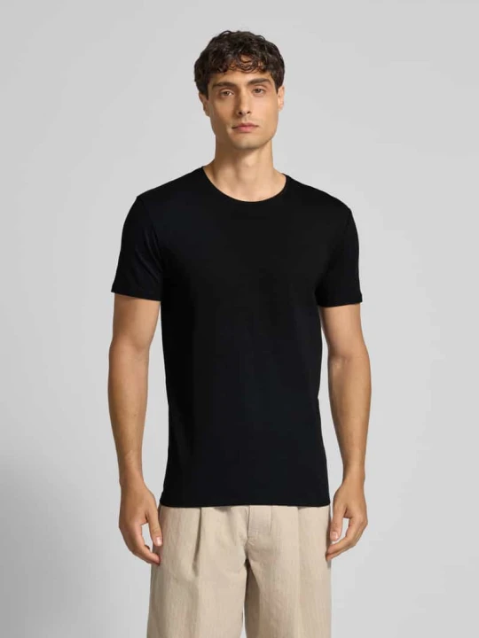 Zdjęcie produktu T-shirt o kroju regular fit z mieszanki bawełny Selected Homme Czarny