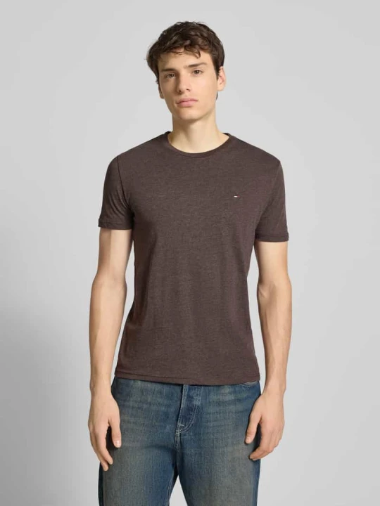 Zdjęcie produktu T-shirt o kroju regular fit z mieszanki bawełny Tommy Jeans Ciemnobrązowy melanż