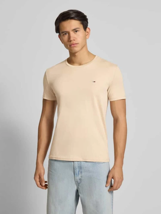 Zdjęcie produktu T-shirt o kroju regular fit z mieszanki bawełny Tommy Jeans Beżowy melanż