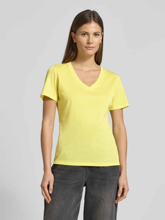 Zdjęcie produktu T-shirt o kroju regular fit z mieszanki wiskozy Liu Jo Jasnożółty