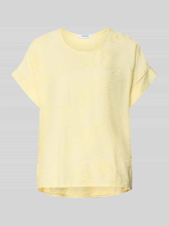 Zdjęcie produktu t-shirt o kroju regular fit z mieszanki wiskozy model 'Anni' ZABAIONE Jasnożółty
