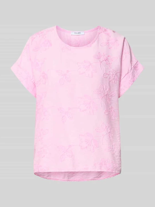 Zdjęcie produktu t-shirt o kroju regular fit z mieszanki wiskozy model 'Anni' ZABAIONE Różowy