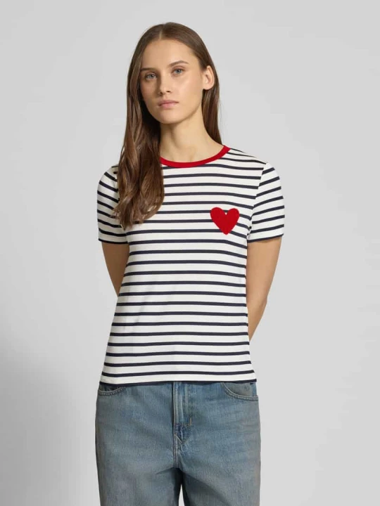 Zdjęcie produktu T-shirt z mieszanki wiskozy o kroju regular fit model 'HEART LIFE' Only Granatowy