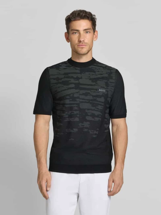 Zdjęcie produktu t-shirt o kroju regular fit z mieszanki wiskozy model 'KN_Globe TS' Boss Czarny