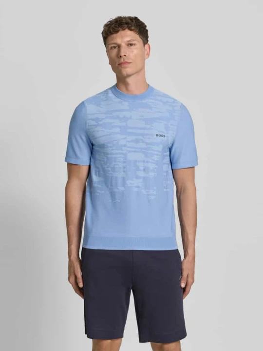 Zdjęcie produktu t-shirt o kroju regular fit z mieszanki wiskozy model 'KN_Globe TS' Boss Niebieski
