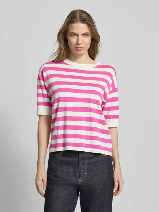 Zdjęcie produktu T-shirt o kroju regular fit z mieszanki wiskozy model „Morla” B.Young Mocnoróżowy