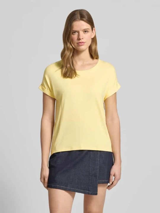 Zdjęcie produktu T-shirt o kroju regular fit z mieszanki wiskozy model „MOSTER” Only Pastelowy żółty
