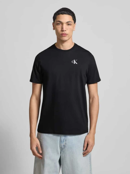 Zdjęcie produktu T-shirt o kroju regular fit z nadrukiem z logo Calvin Klein Jeans Czarny