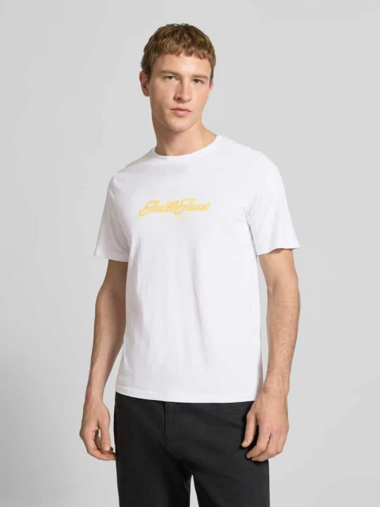 Zdjęcie produktu T-shirt o kroju regular fit z nadrukiem z logo Jack&Jones Biały