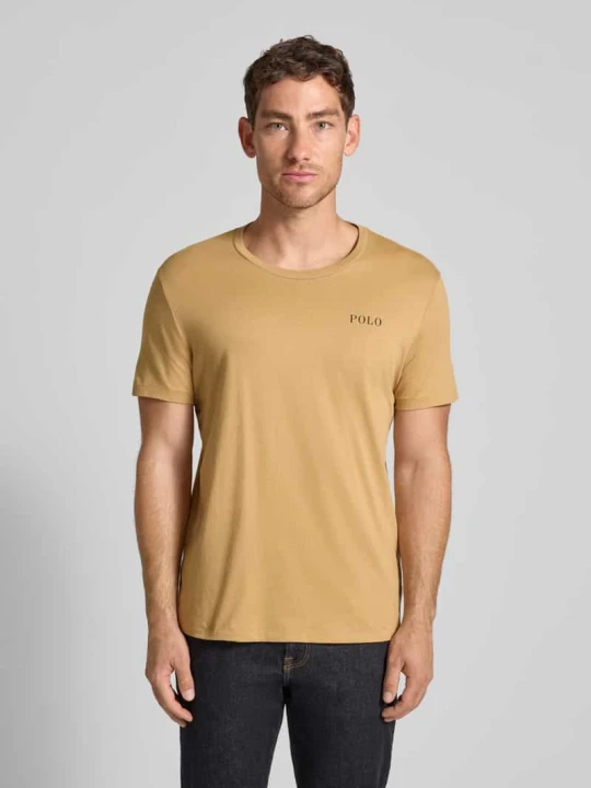 Zdjęcie produktu T-shirt o kroju regular fit z nadrukiem z logo model ‘Crew’ Polo Ralph Lauren Camel