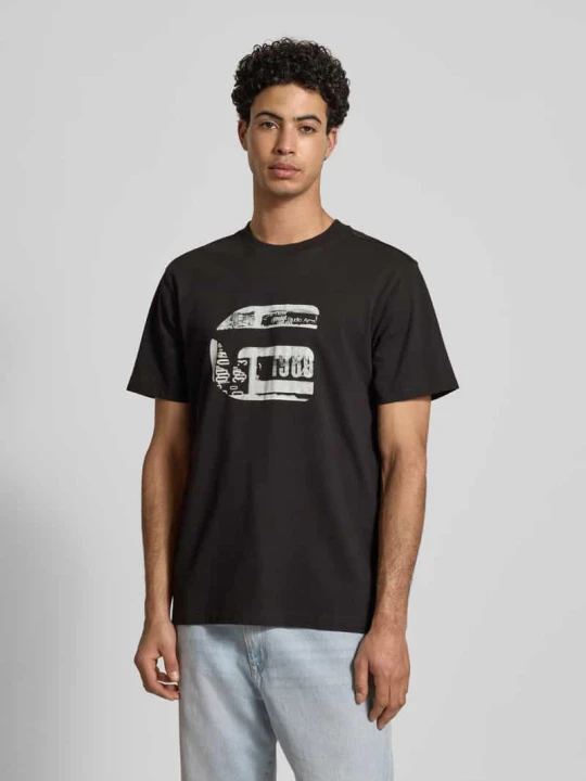 Zdjęcie produktu T-shirt w kroju regular fit z nadrukiem logo model 'icon' G-Star Raw Czarny
