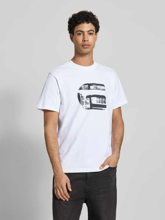 Zdjęcie produktu T-shirt w kroju regular fit z nadrukiem logo model 'icon' G-Star Raw Biały