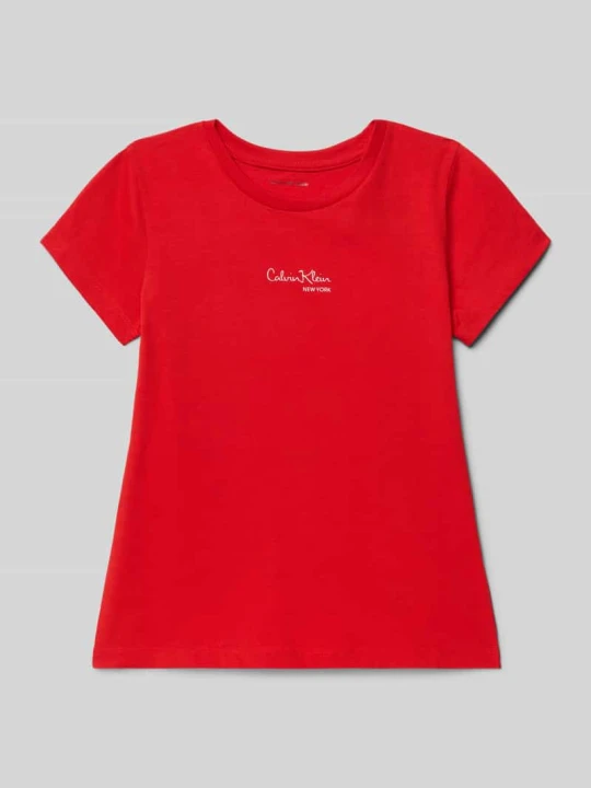 Zdjęcie produktu T-shirt o kroju regular fit z nadrukiem z logo model ‘Signature’ Calvin Klein Jeans Czerwony