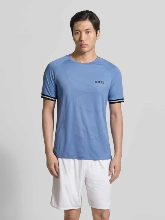 Zdjęcie produktu t-shirt o kroju regular fit z nadrukiem z logo model 'TOC SERVE 2' Boss Oceaniczny
