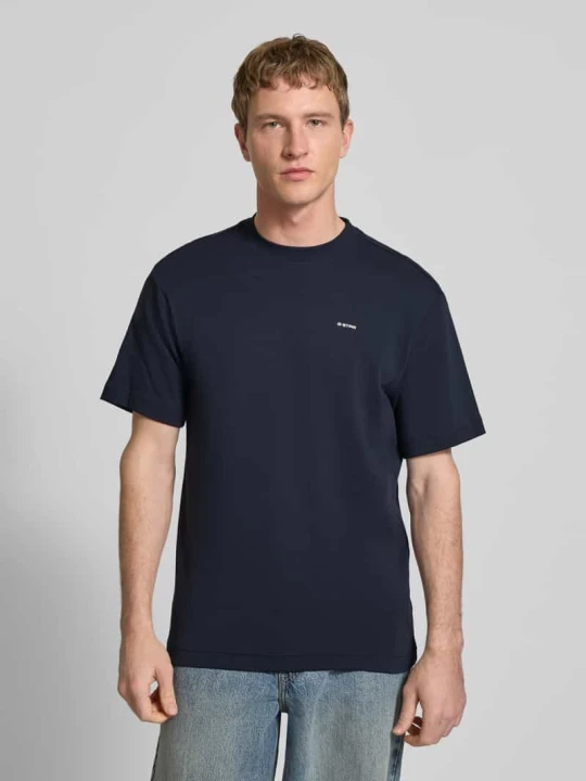 Zdjęcie produktu T-shirt w kroju regular fit z nadrukiem logo model 'True' G-Star Raw Granatowy