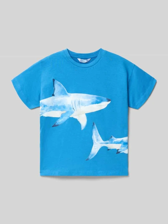 Zdjęcie produktu T-shirt o kroju regular fit z nadrukiem z motywem Mayoral Niebieski
