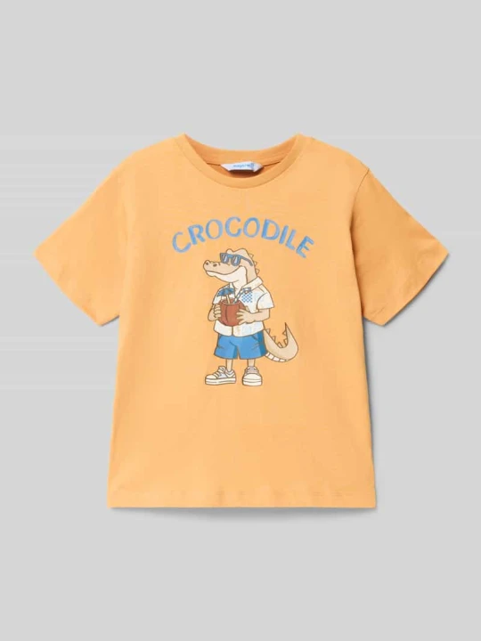 Zdjęcie produktu T-shirt o kroju regular fit z nadrukiem z motywem Mayoral Morelowy