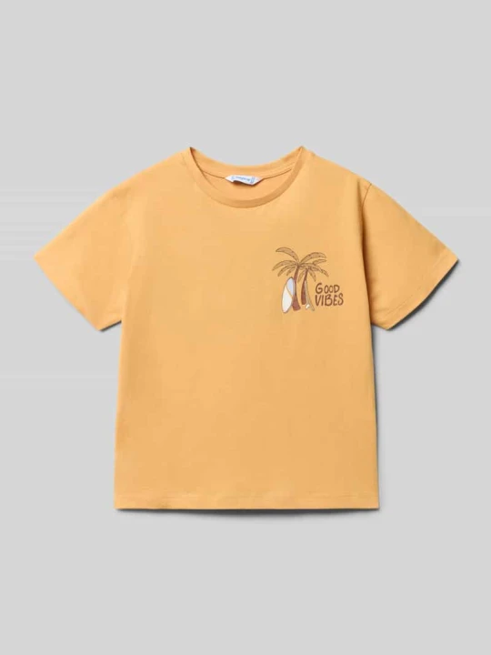 Zdjęcie produktu T-shirt o kroju regular fit z nadrukiem z napisem Mayoral Morelowy