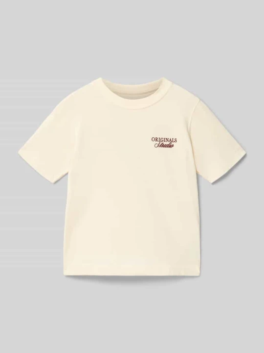 Zdjęcie produktu T-shirt o kroju regular fit z nadrukiem z napisem model 'Bro' Jack&Jones Złamany biały