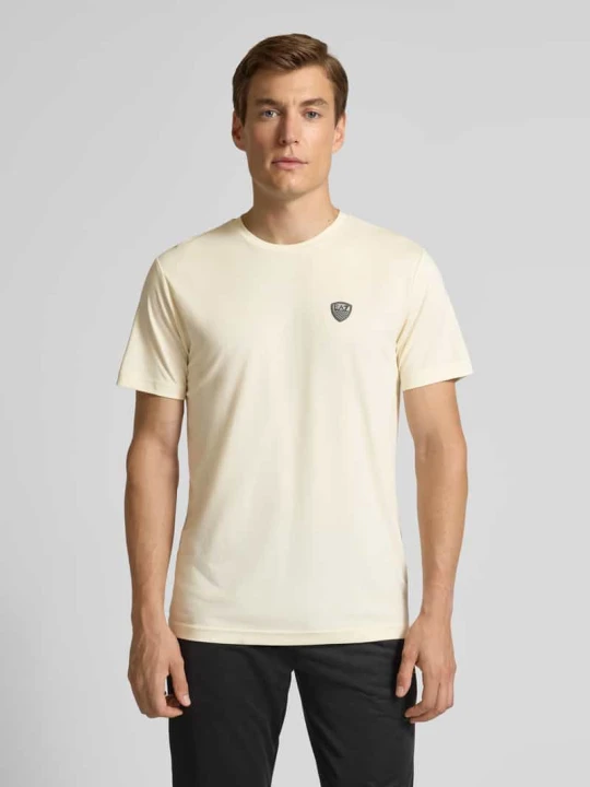 Zdjęcie produktu T-shirt o kroju regular fit z naszywką z logo model ‘Train’ EA7 Emporio Armani Złamany biały