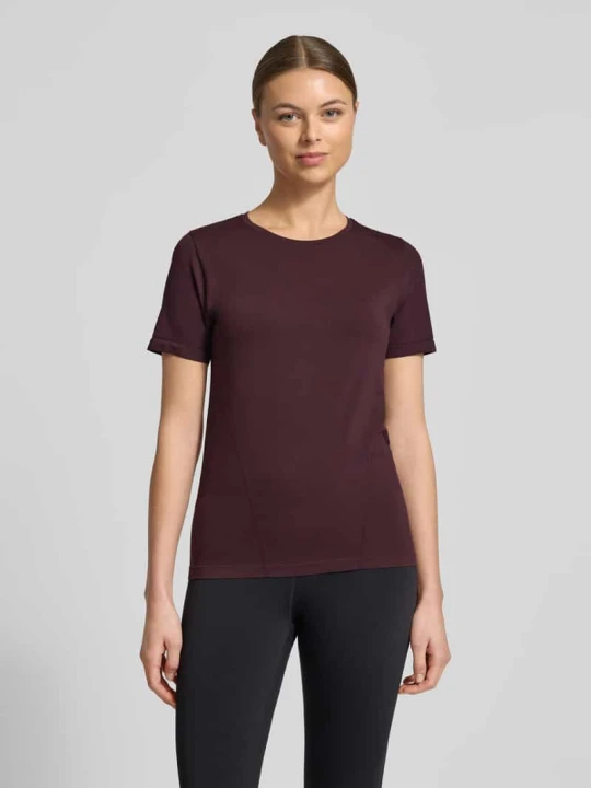 Zdjęcie produktu T-shirt o kroju regular fit z okrągłym dekoltem model 'Feather' Fabletics Bordowy