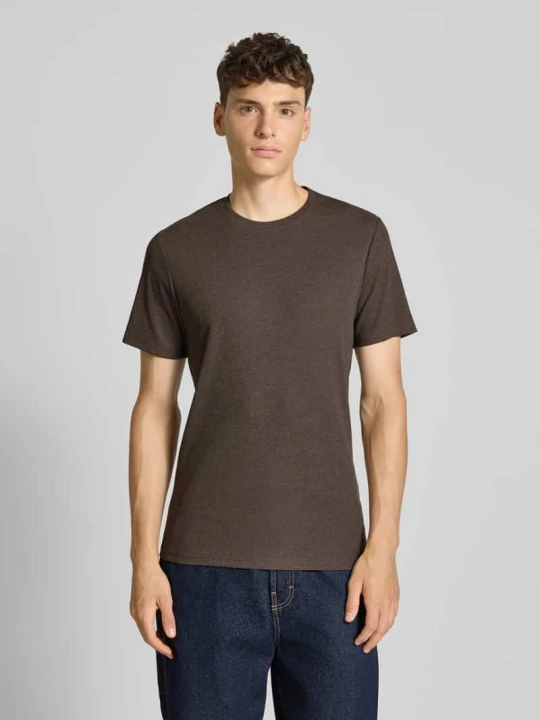 Zdjęcie produktu T-shirt o kroju regular fit z prążkowaną fakturą model ‘TANNER’ Only & Sons Średnioszary melanż