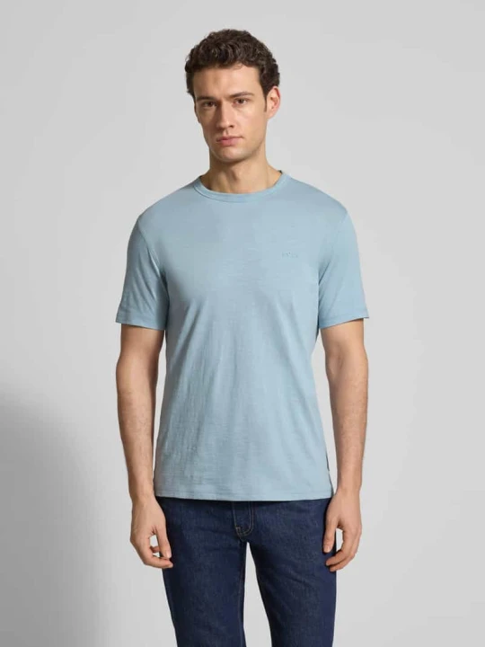 Zdjęcie produktu T-shirt o kroju regular fit z teksturowanej bawełny Model 'TEGOOD' Boss Jasnoniebieski