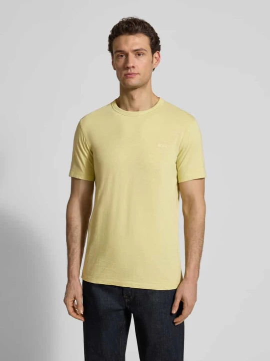 Zdjęcie produktu T-shirt o kroju regular fit z teksturowanej bawełny Model 'TEGOOD' Boss Pastelowy żółty