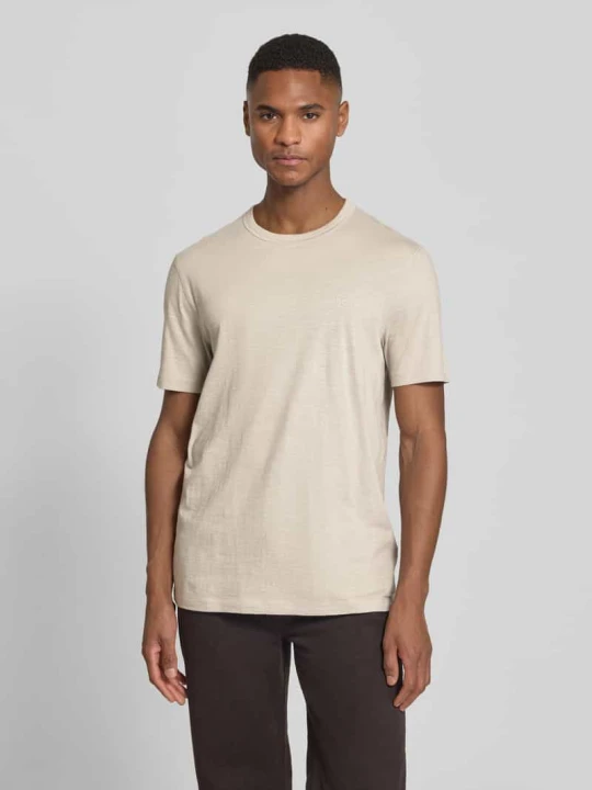 Zdjęcie produktu T-shirt o kroju regular fit z teksturowanej bawełny Model 'TEGOOD' Boss Piaskowy