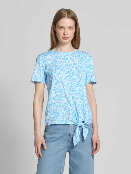 Zdjęcie produktu T-shirt o kroju regular fit z wiązanym detalem Tom Tailor Jasnoniebieski