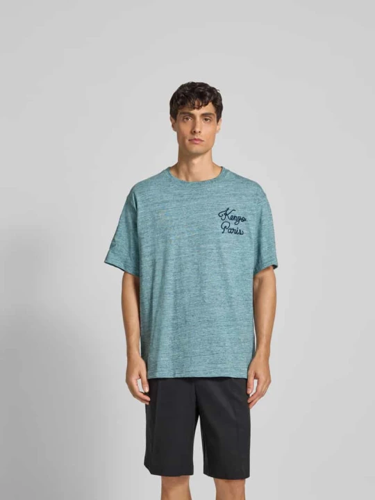 Zdjęcie produktu T-shirt o kroju regular fit z wyhaftowanym logo Kenzo Turkusowy