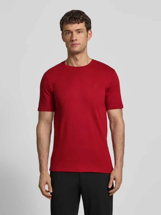 Zdjęcie produktu T-shirt w kroju regular fit z haftowanym logo Scotch & Soda Czerwony