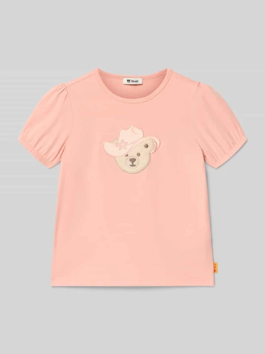 Zdjęcie produktu T-shirt o kroju regular fit z wyhaftowanym logo Steiff Różowy