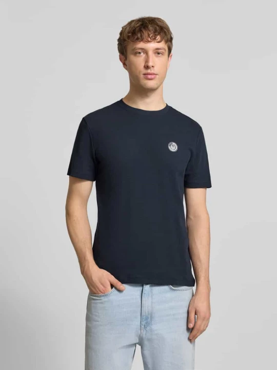 Zdjęcie produktu T-shirt o kroju regular fit ze strukturalnym wzorem model 'Kaito' Blend Granatowy