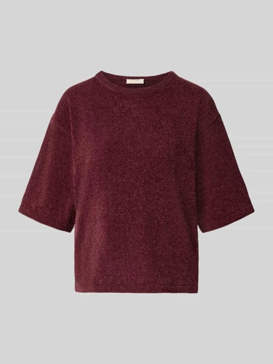 Zdjęcie produktu t-shirt o kroju relaxed fit w imitacji dzianiny model 'Tempo' Freequent Bordowy