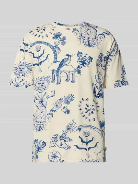 Zdjęcie produktu t-shirt o kroju relaxed fit we wzorze na całej powierzchni Scotch & Soda Piaskowy