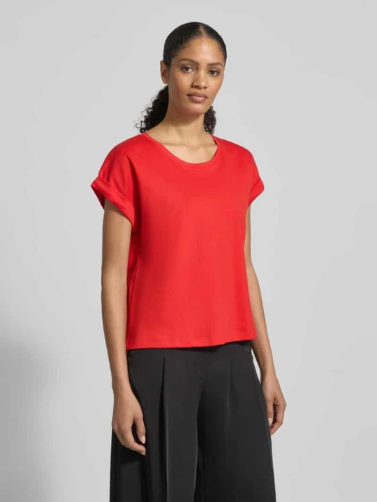 Zdjęcie produktu T-shirt o kroju relaxed fit z aplikacją z logo Model 'Pima' Monari Jasnoczerwony
