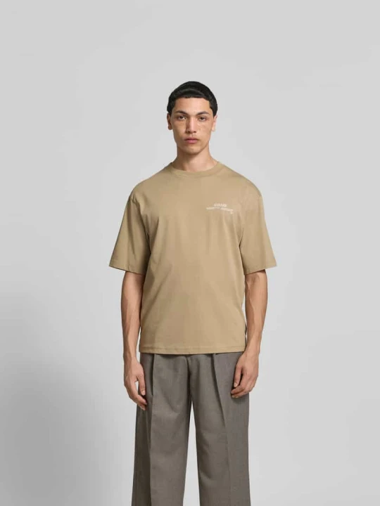 Zdjęcie produktu t-shirt o kroju relaxed fit z czystej bawełny ANNARR Beżowy