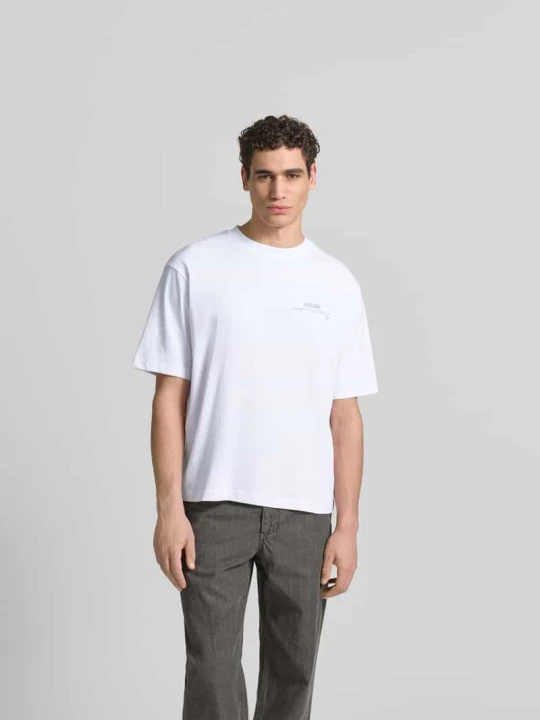 Zdjęcie produktu t-shirt o kroju relaxed fit z czystej bawełny ANNARR Biały