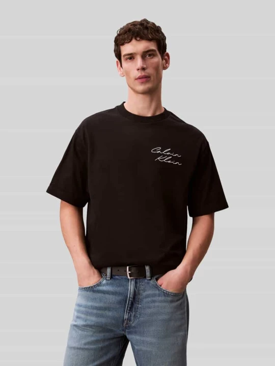 Zdjęcie produktu T-shirt o kroju relaxed fit z czystej bawełny Calvin Klein Jeans Czarny