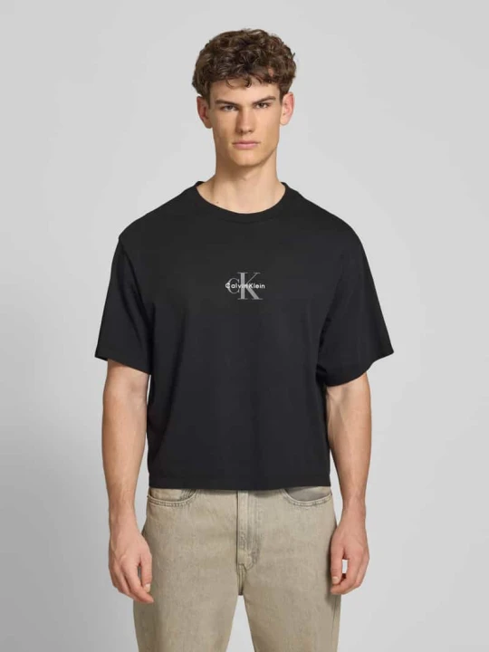 Zdjęcie produktu t-shirt o kroju relaxed fit z czystej bawełny Calvin Klein Jeans Czarny