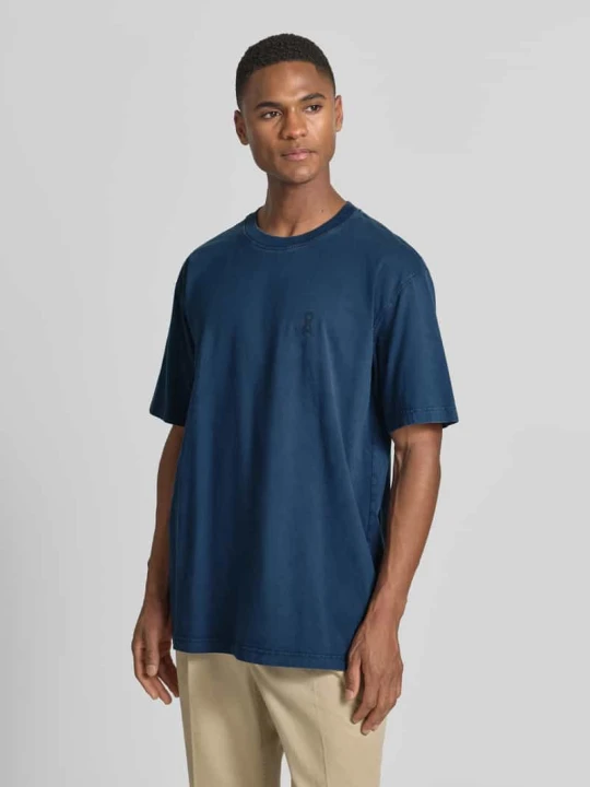 Zdjęcie produktu t-shirt o kroju relaxed fit z czystej bawełny ekologicznej model 'ICONIC Å MAARKOS' ARMEDANGELS Granatowy