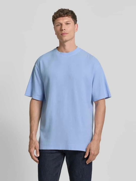 Zdjęcie produktu T-shirt o kroju relaxed fit z czystej bawełny ekologicznej model 'MAARKOS WAFFLE' ARMEDANGELS Jasnoniebieski