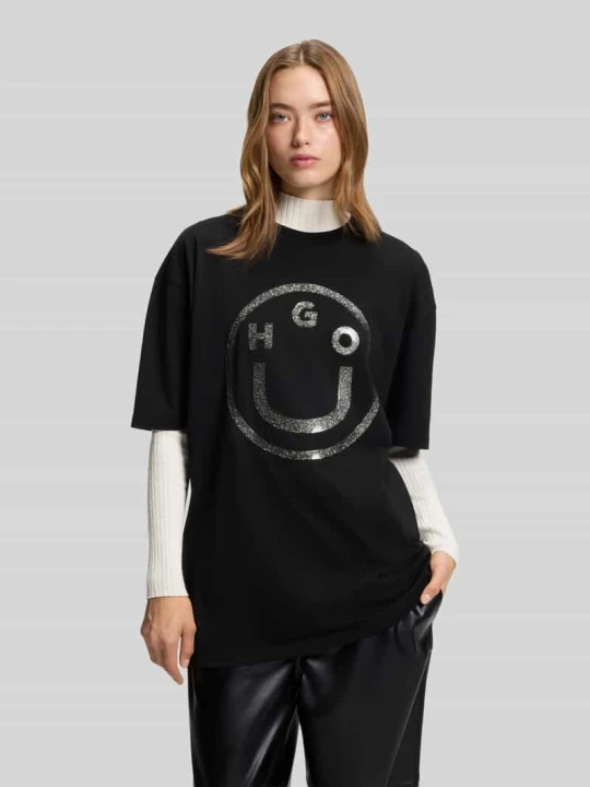 Zdjęcie produktu T-shirt o kroju relaxed fit z czystej bawełny Hugo Czarny
