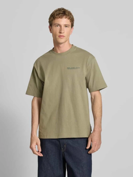 Zdjęcie produktu t-shirt o kroju relaxed fit z czystej bawełny Marc O'Polo Khaki
