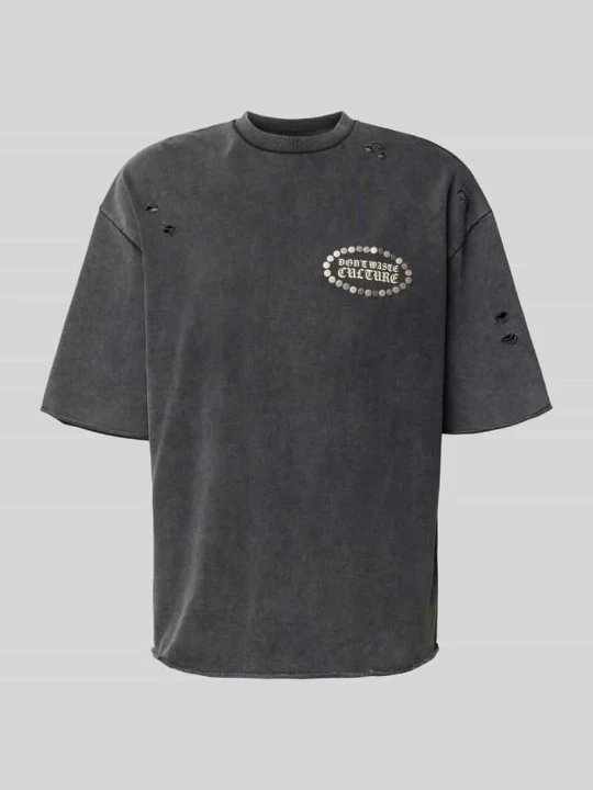 Zdjęcie produktu t-shirt o kroju relaxed fit z czystej bawełny model 'ALUNE' Don't Waste Culture Czarny