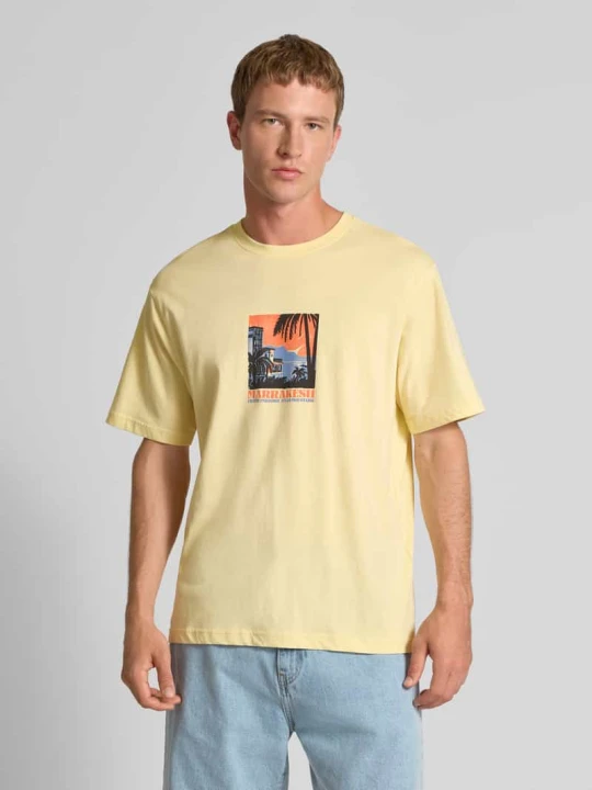 Zdjęcie produktu T-shirt o kroju relaxed fit z czystej bawełny model ‘BEANE’ Only & Sons Żółty