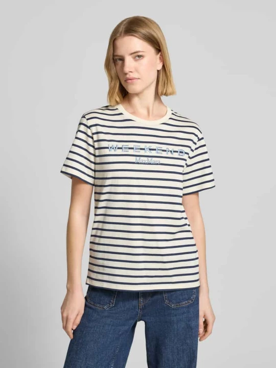 Zdjęcie produktu T-shirt o kroju relaxed fit z czystej bawełny model 'BORA' Weekend Max Mara Biały