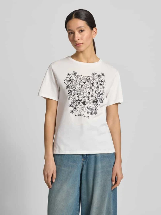 Zdjęcie produktu T-shirt o kroju relaxed fit z czystej bawełny model 'BORA' Weekend Max Mara Biały